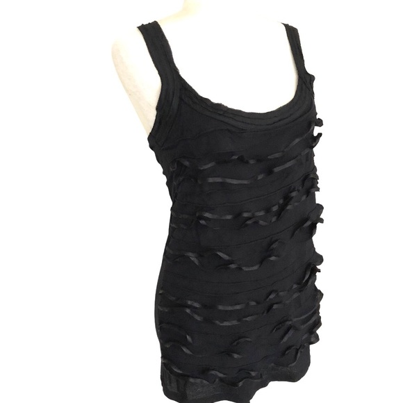 Express Black Ruffled Trimmed Tank Top Women’s Size M - Picture 2 of 7